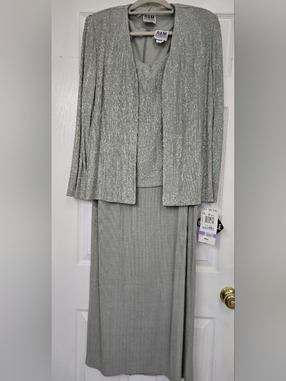 R&M Richards Silver Sparkle 3-Piece Women's Dress Set